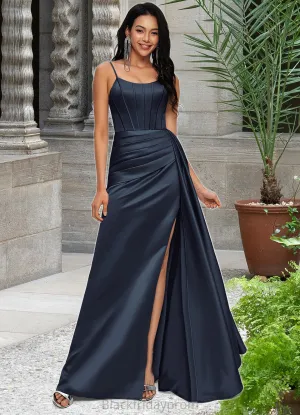 Chanel Sheath/Column Scoop Floor-Length Satin Prom Dresses BF2P0022196