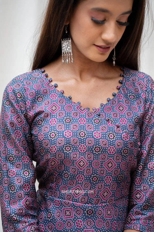 Charcoal Blue Anarkali Dress
