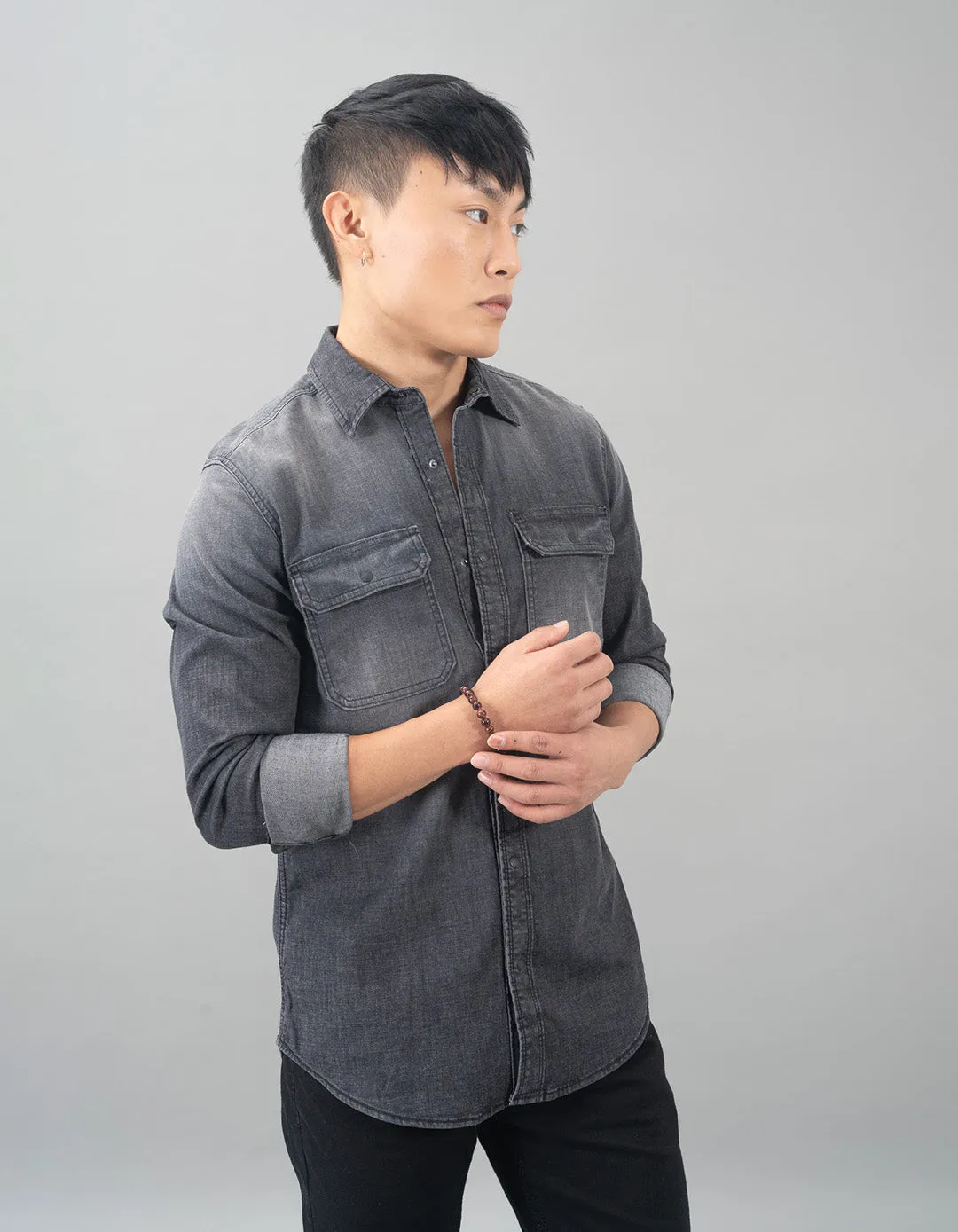Charcoal Grey Full Sleeve Denim Shirt