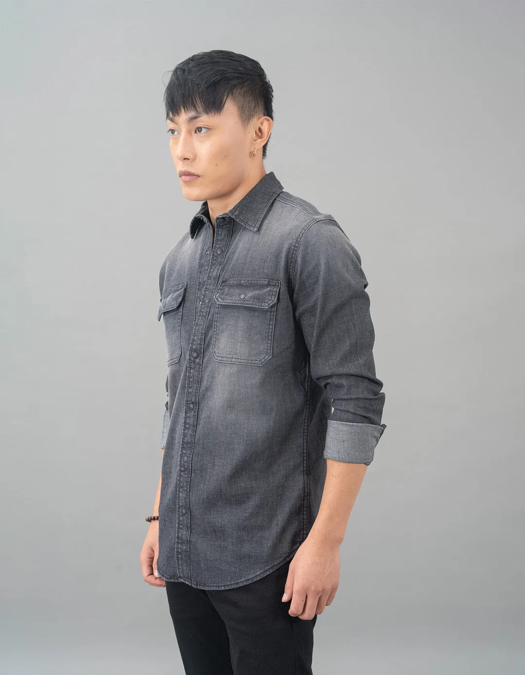 Charcoal Grey Full Sleeve Denim Shirt