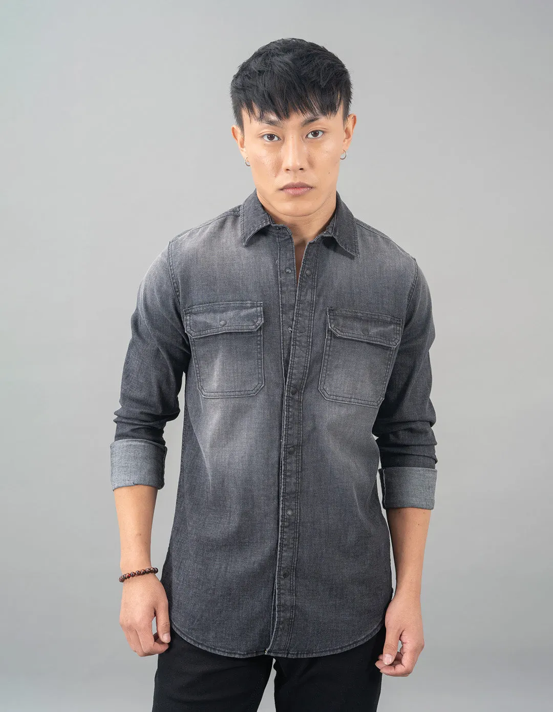 Charcoal Grey Full Sleeve Denim Shirt