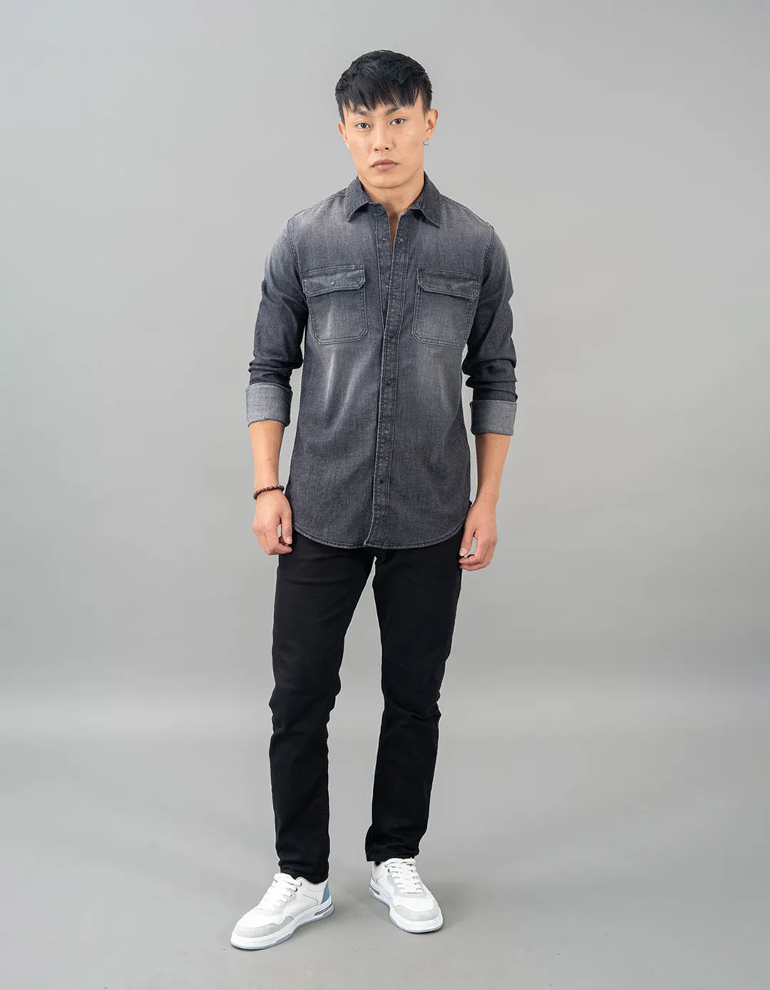 Charcoal Grey Full Sleeve Denim Shirt