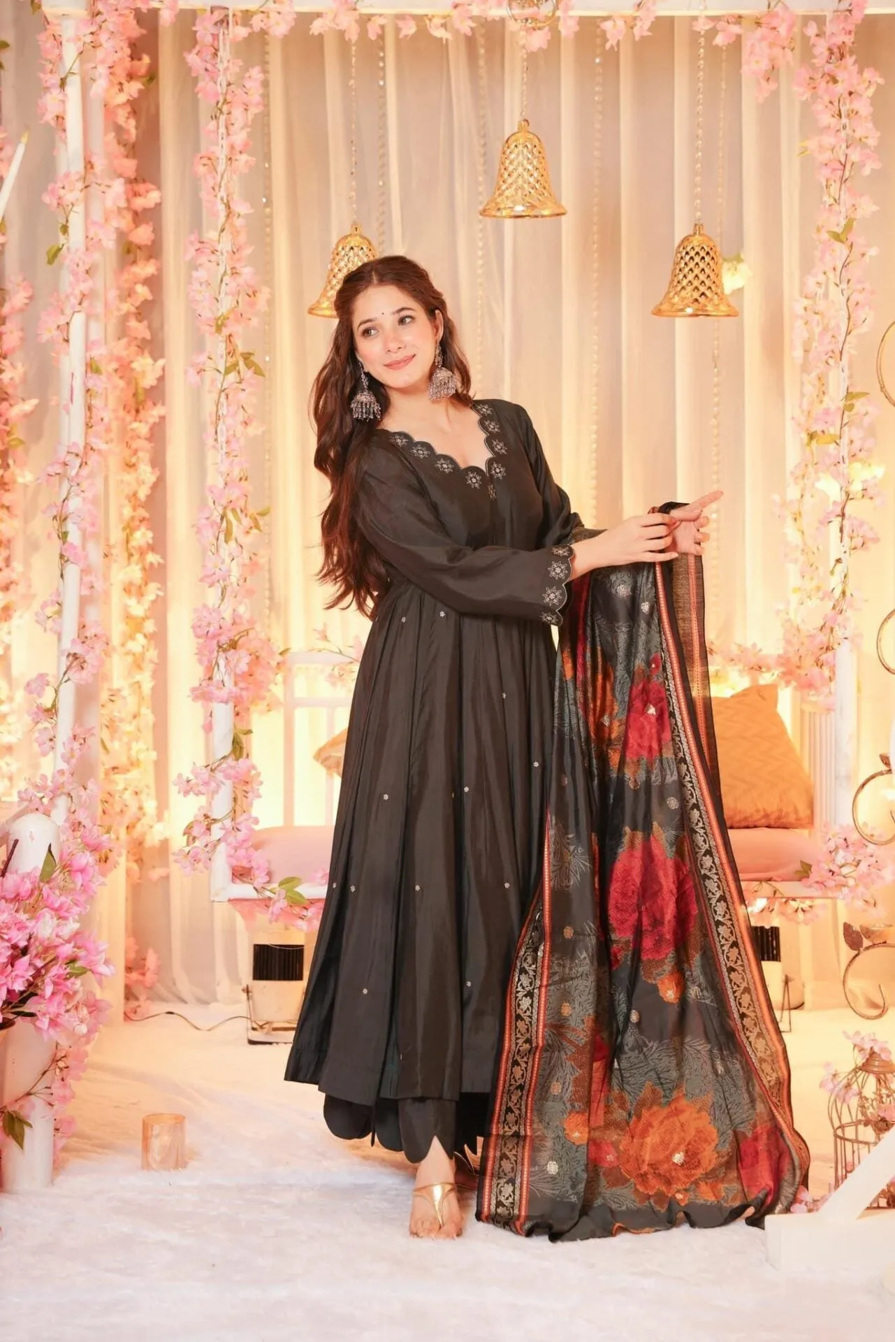 Charcoal Veil muslin suit set