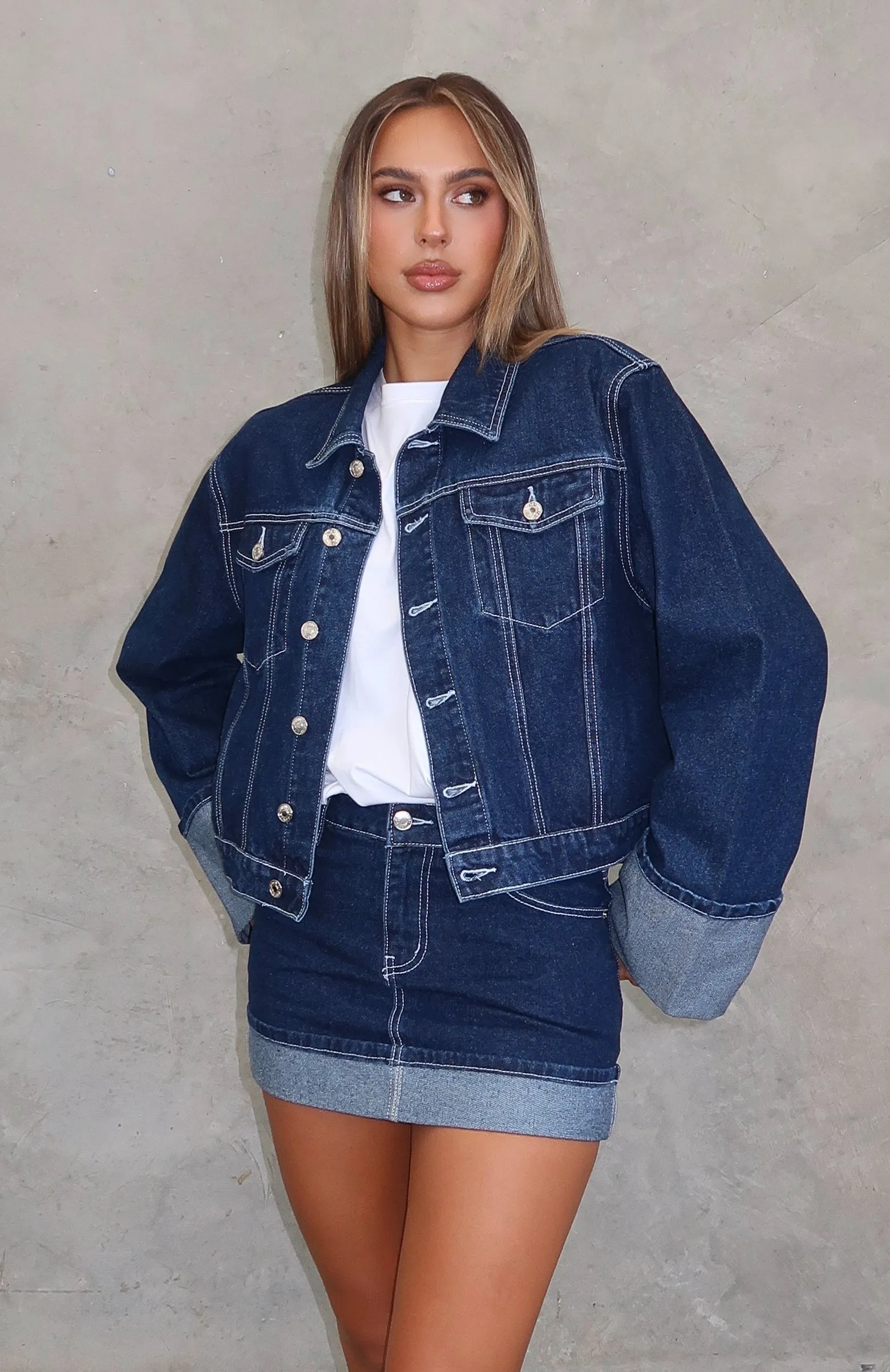 Charlotte Denim Jacket Dark Indigo Daily Favorite Relaxed Feel