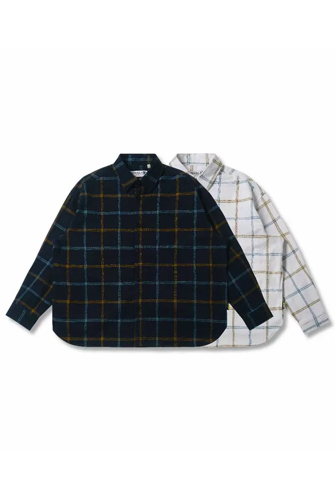 Checkered Loose Shirts In White