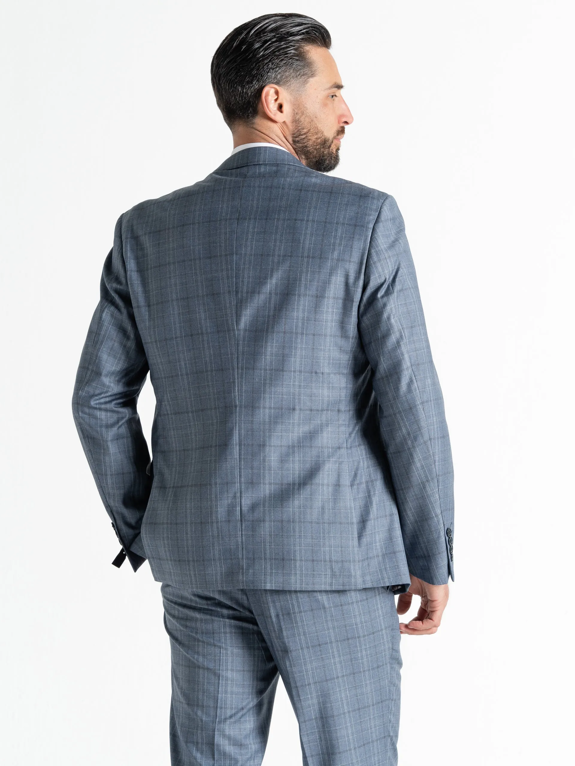 CHELSEA LIGHT BLUE WITH GREY AND WHITE CHECKS DETAILING