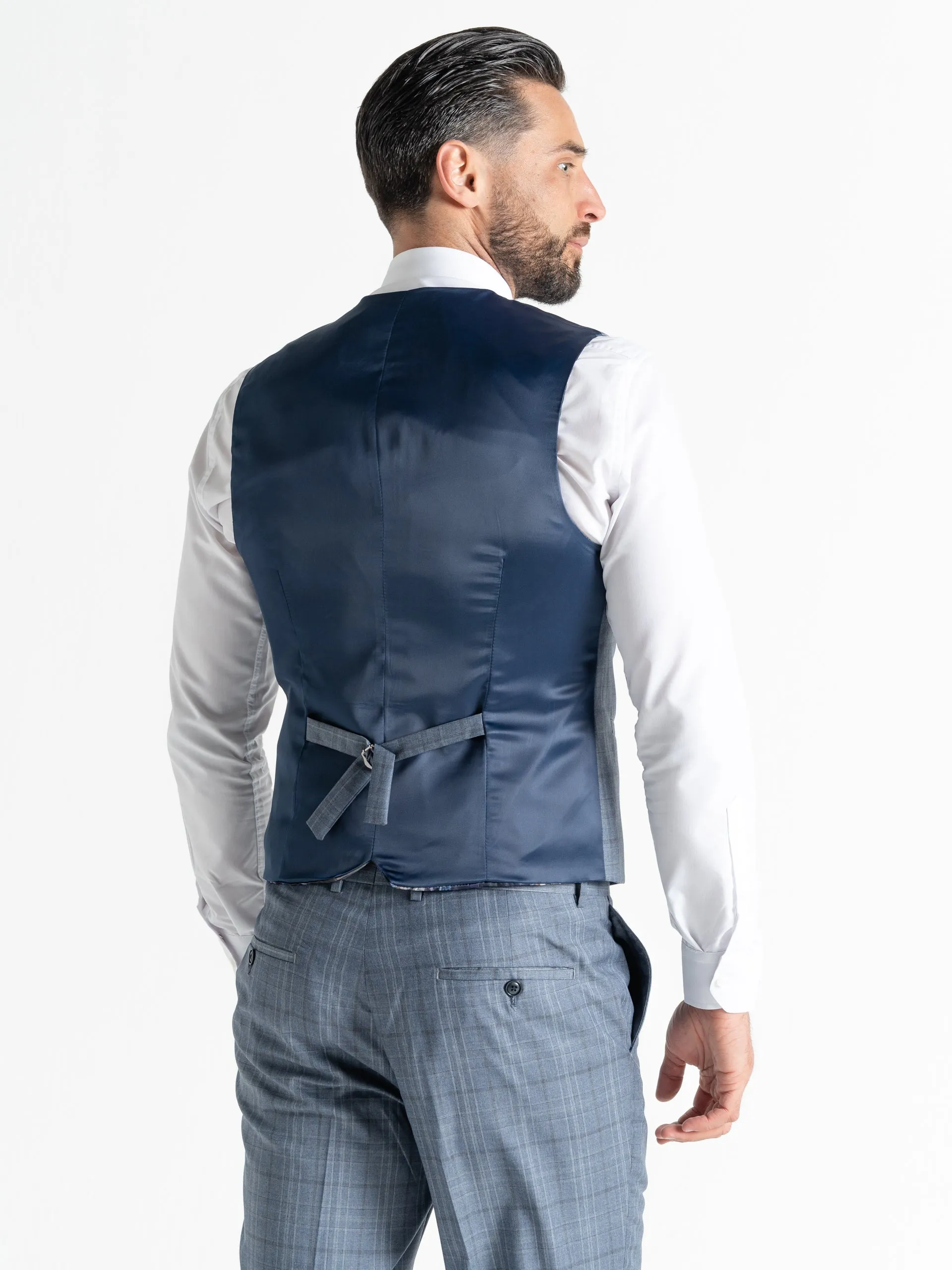 CHELSEA LIGHT BLUE WITH GREY AND WHITE CHECKS DETAILING