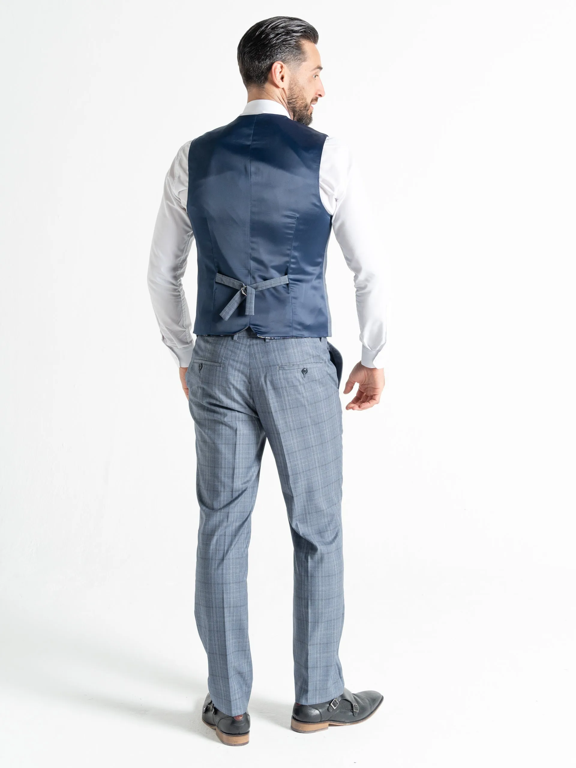 CHELSEA LIGHT BLUE WITH GREY AND WHITE CHECKS DETAILING