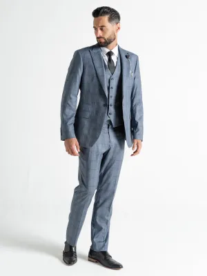 CHELSEA LIGHT BLUE WITH GREY AND WHITE CHECKS DETAILING