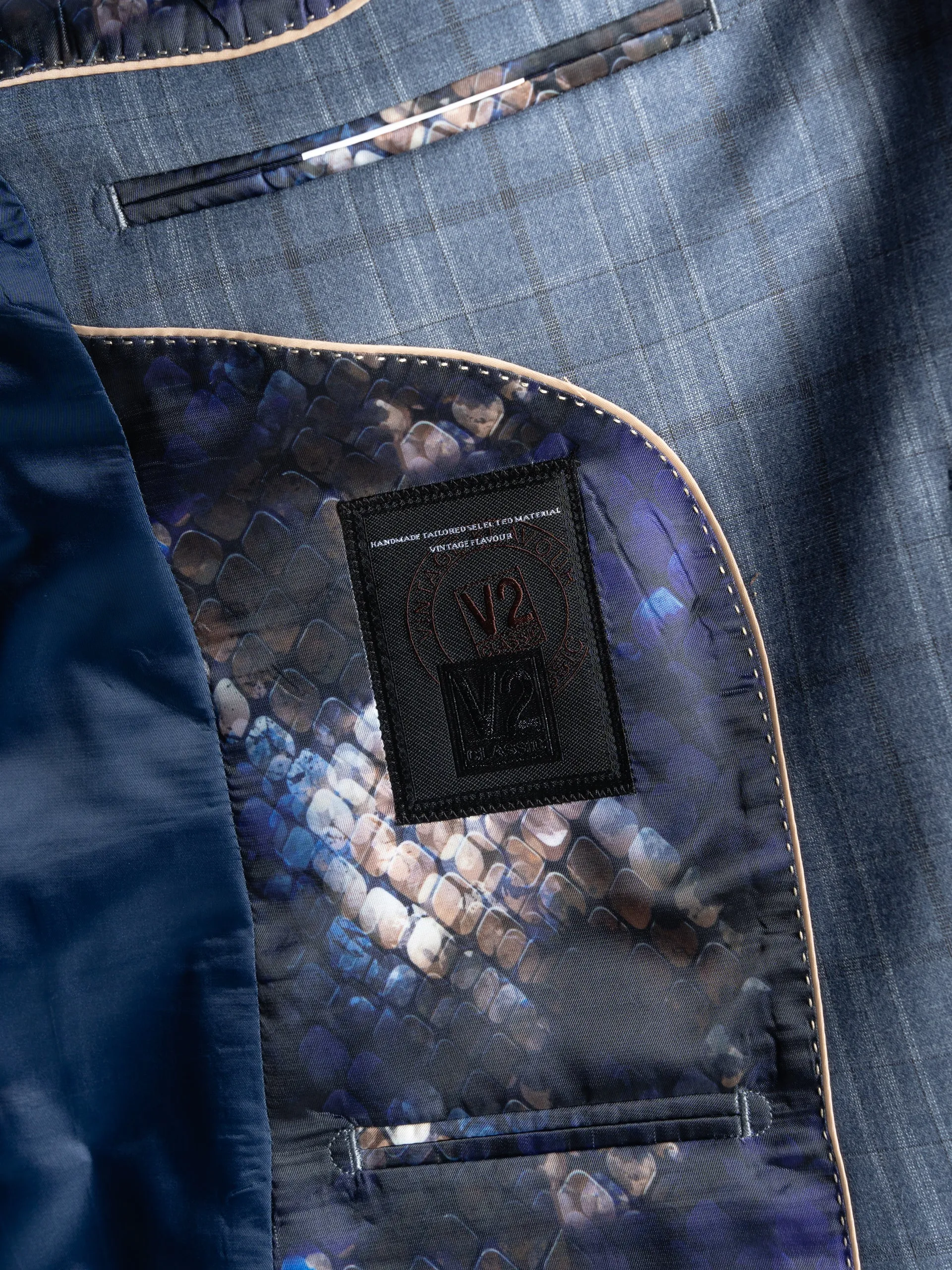CHELSEA LIGHT BLUE WITH GREY AND WHITE CHECKS DETAILING