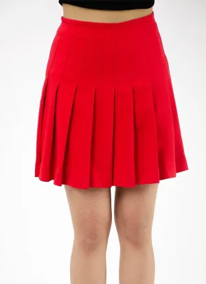 Cherry Red Pleated Skirt