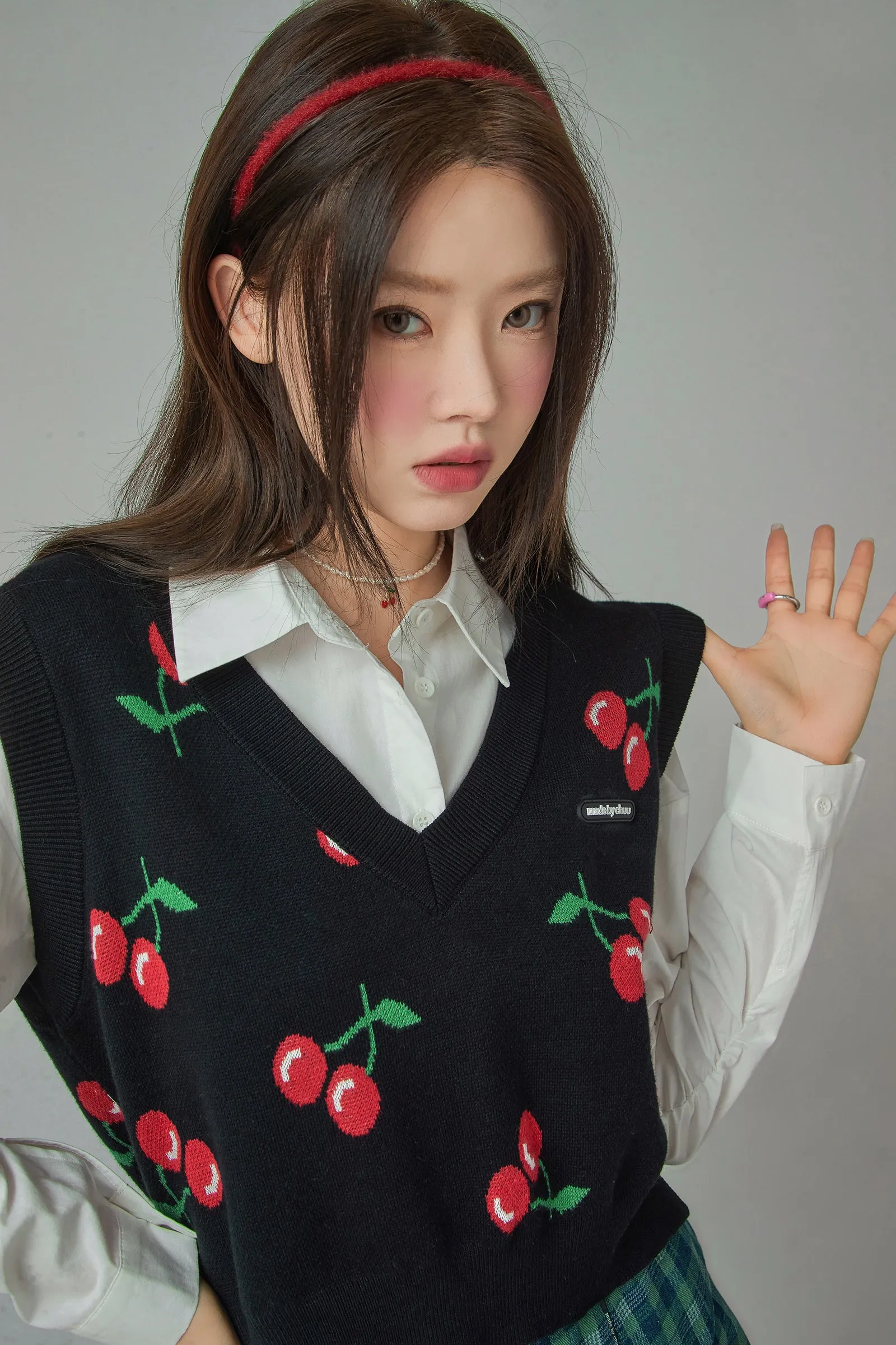 Cherry V-Neck Best Knit Sweater