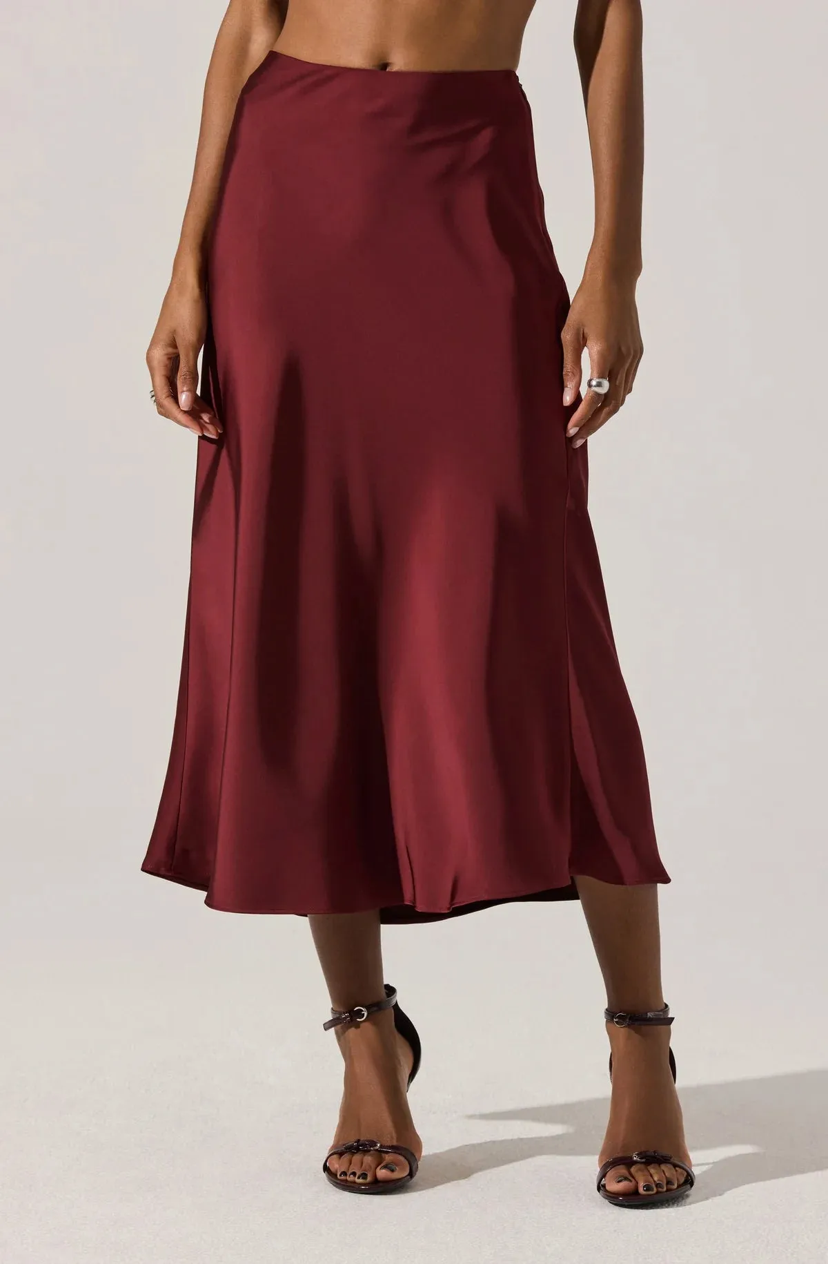 Windey Satin Midi Skirt Casual Comfort Fit