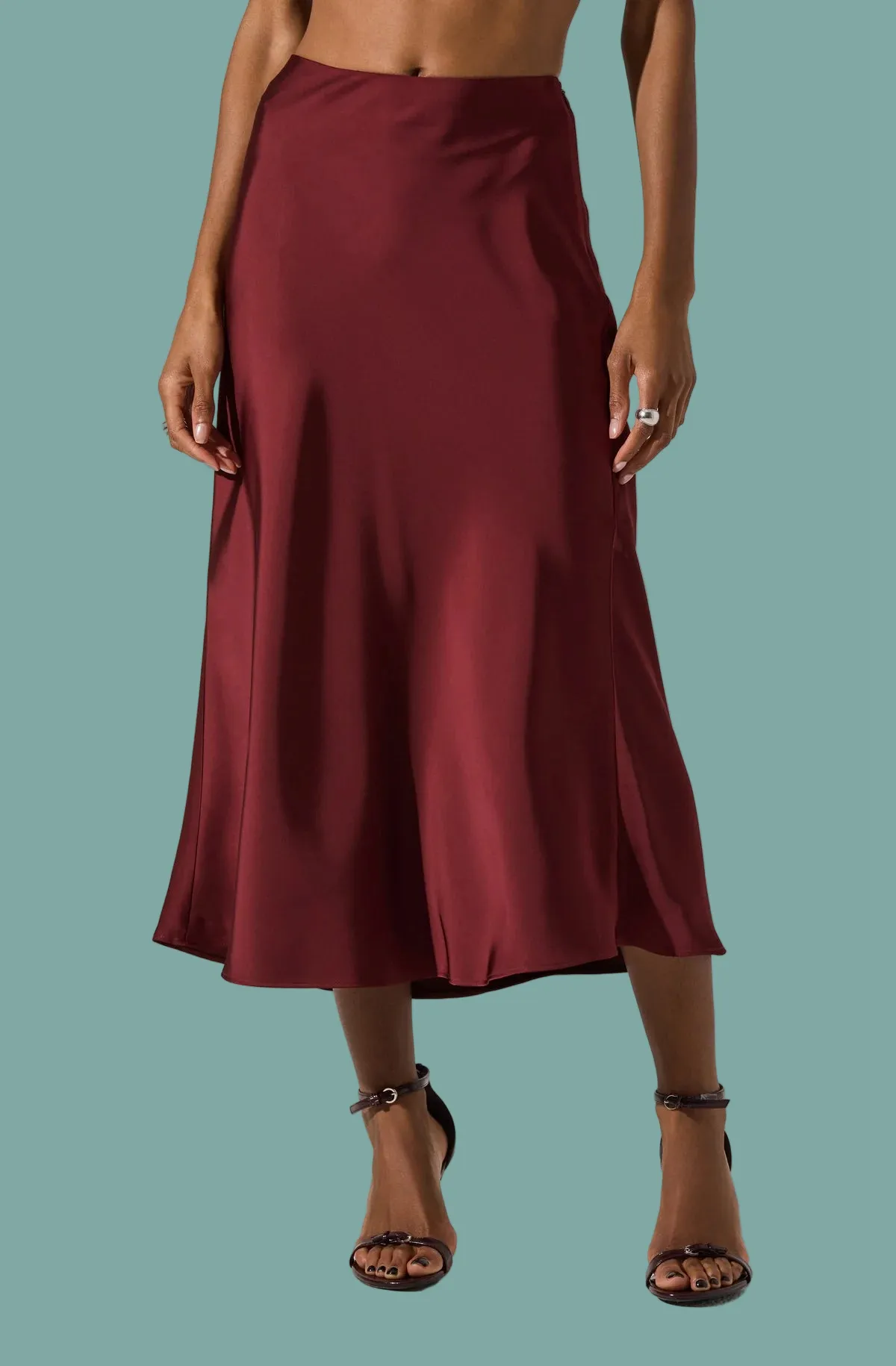 Windey Satin Midi Skirt Chafe Resistant Fashion Tones