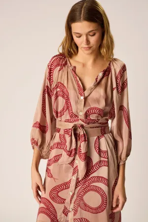 Smooth-Finish Halter-Neck ALEX MIDI WITH SASH