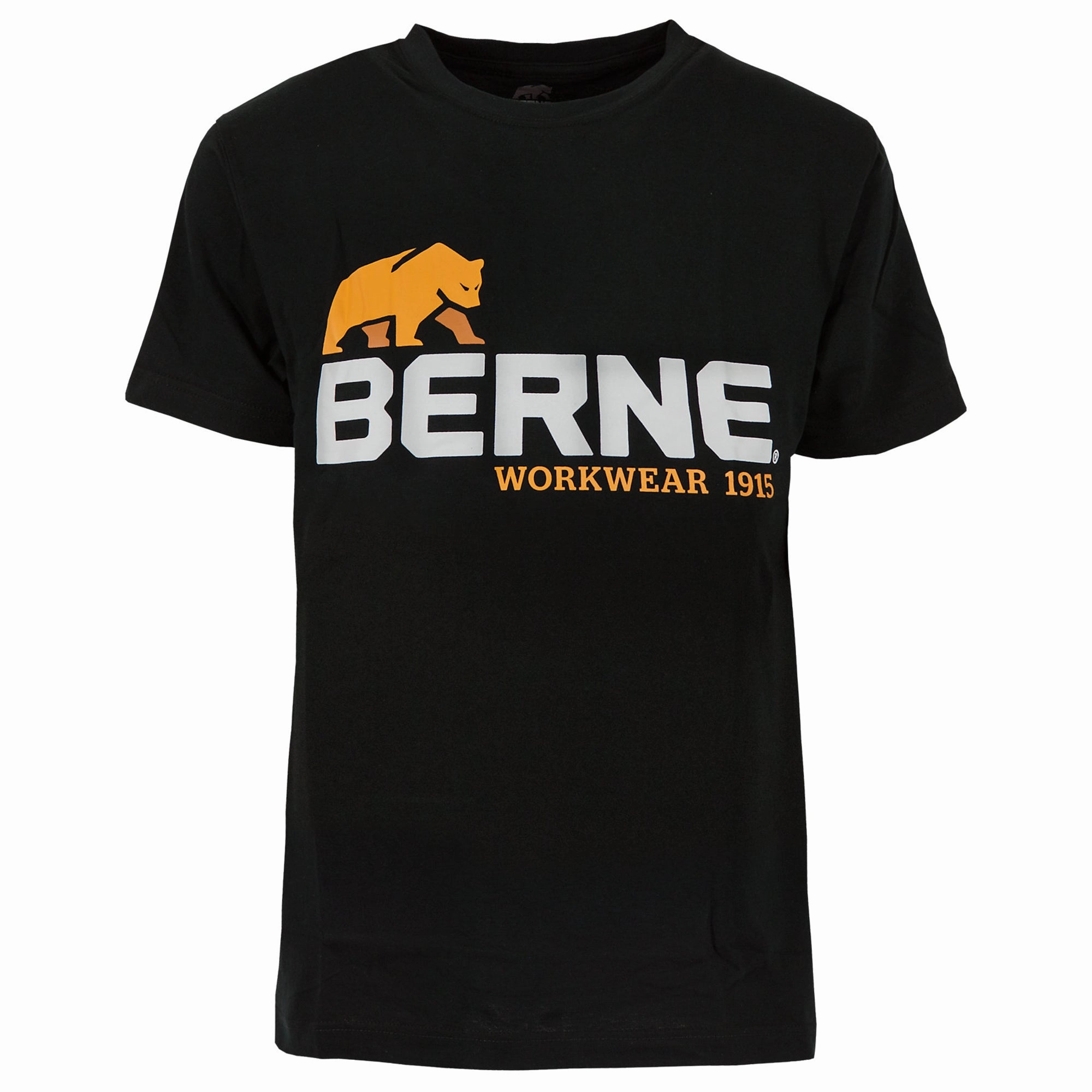 Hiking Gear Chilly Day Wear Berne Mens Black 100% Cotton Logo Tee S/S