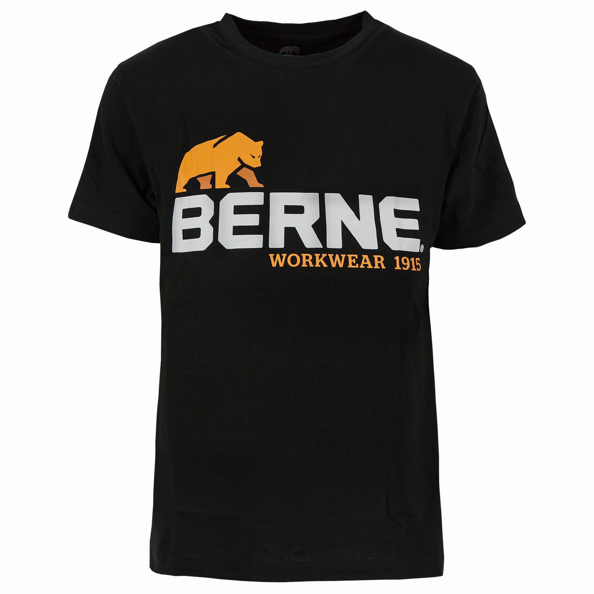 Berne Mens Black 100% Cotton Logo Tee S/S Layered Sleeve Cuffs Spring Break