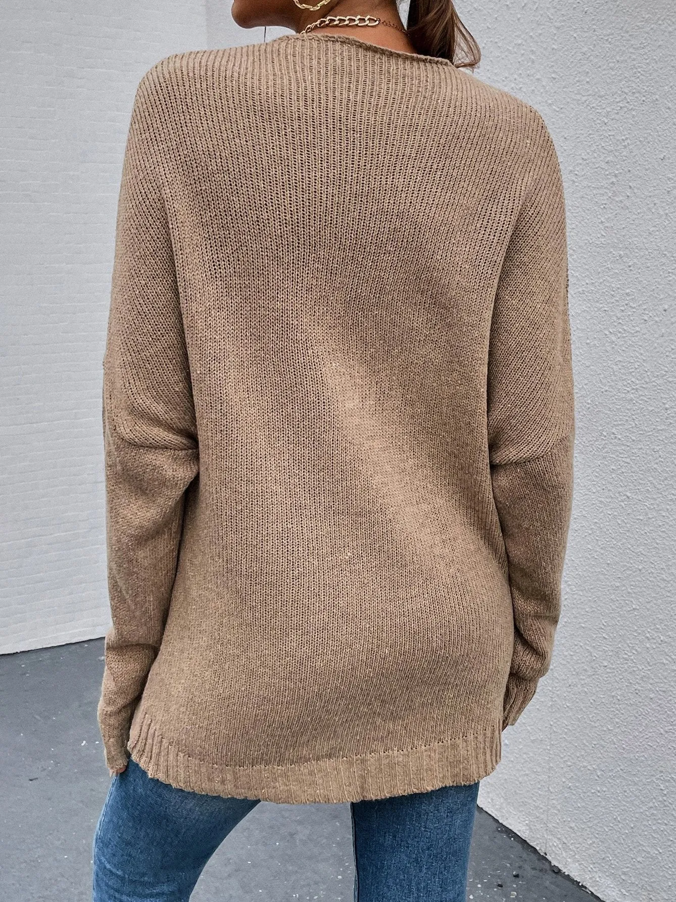 Chicmy-European and American casual women's clothing Women's Sweaters Cross V-Neck Long Sleeve Knitted Sweater