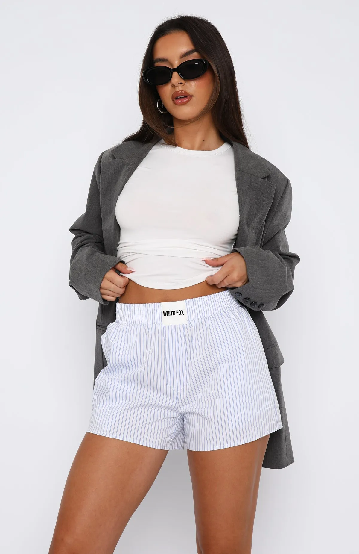 Cargo Pockets Smart Look Wasting My Time Shorts White Stripe