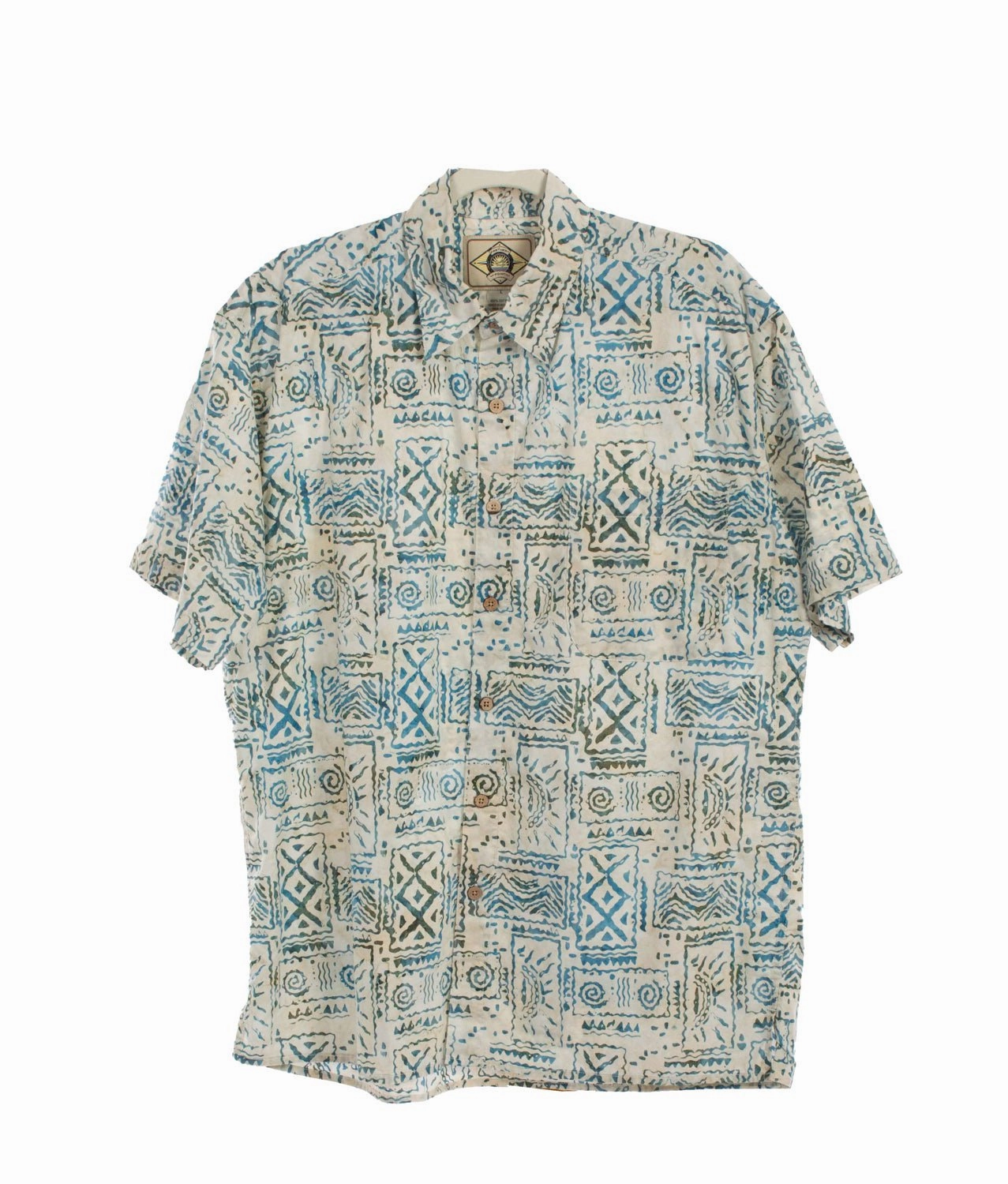 Scully Mens Special Batik Off White 100% Cotton S/S Shirt Stretchable Material Active Layer