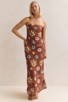 Grace Vibe Bloom Zone Alba Maxi Dress (Chocolate)