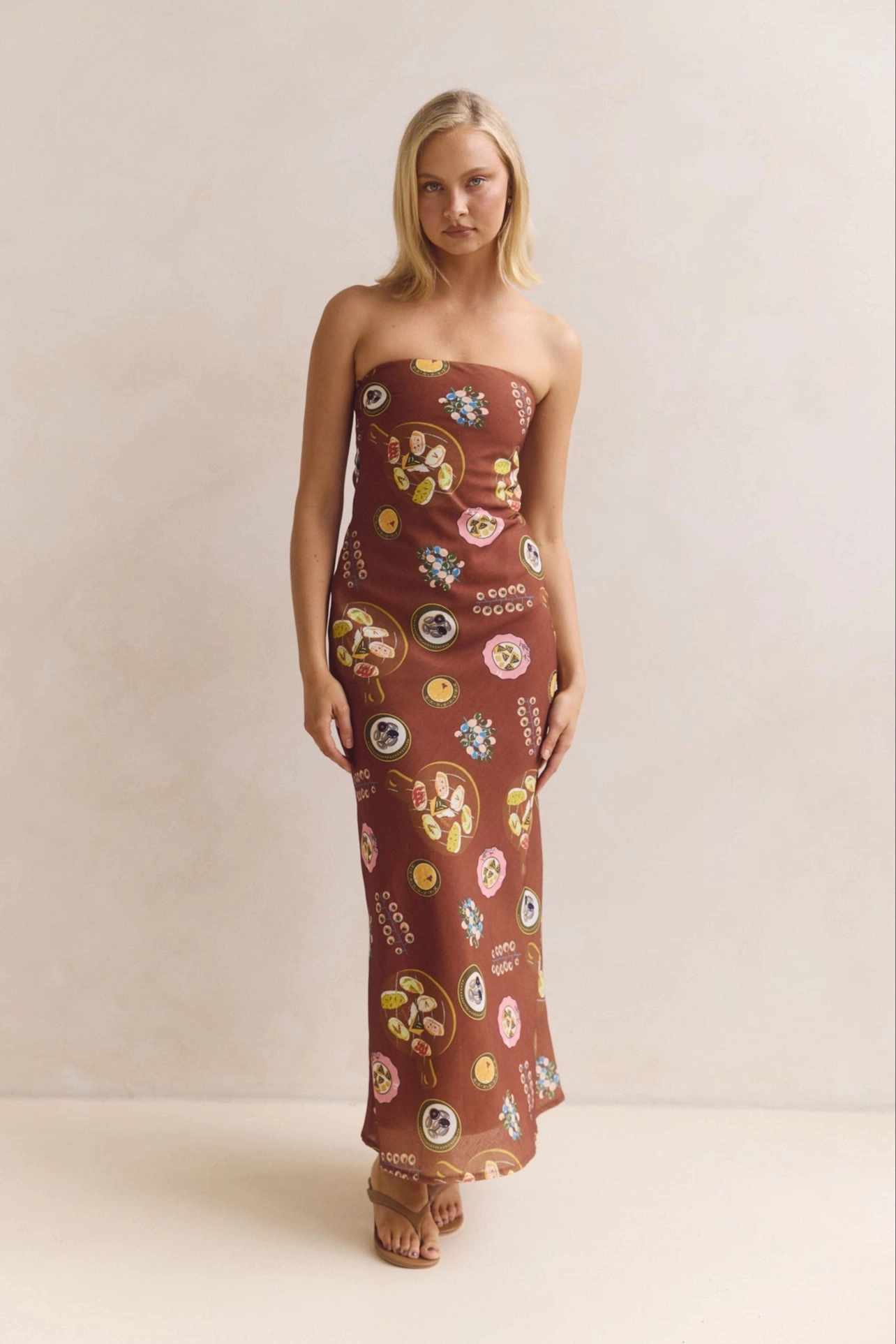Anniversary-Event Layered Style Alba Maxi Dress (Chocolate)