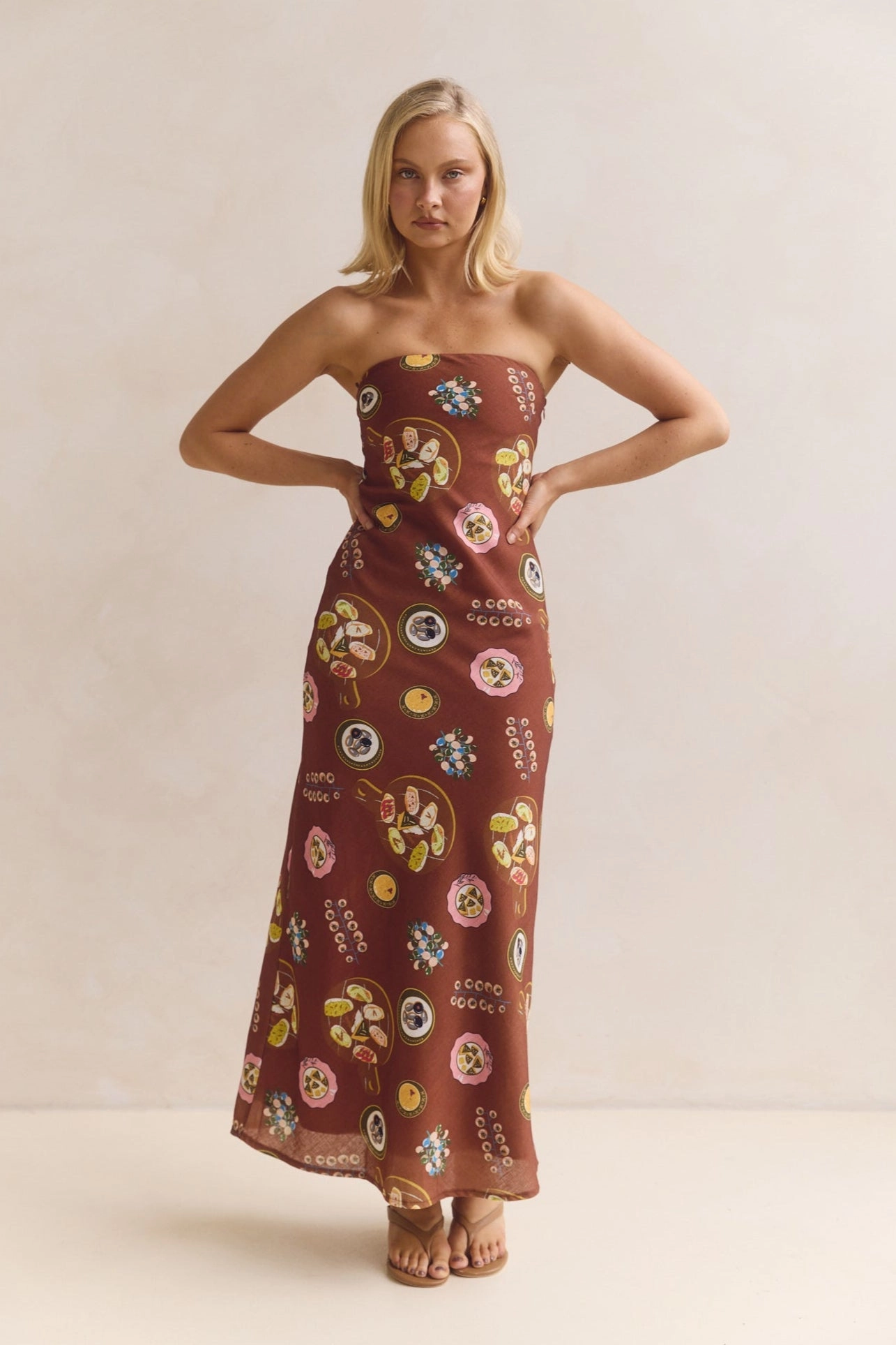Fitted Shape Contemporary Look Alba Maxi Dress (Chocolate)