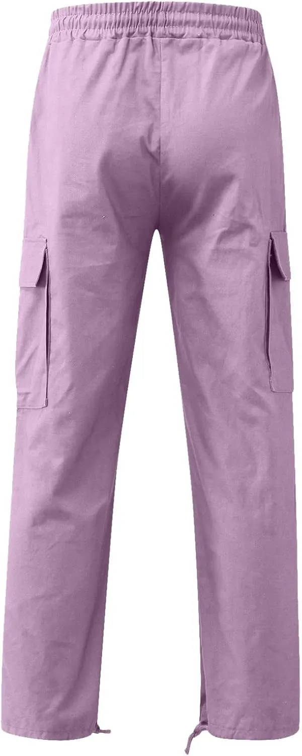 Chinos Trousers Men Linen Hiking Tactical Elastic Waist Smarty Skinny Public Wide Leg Casual Motorcycle with