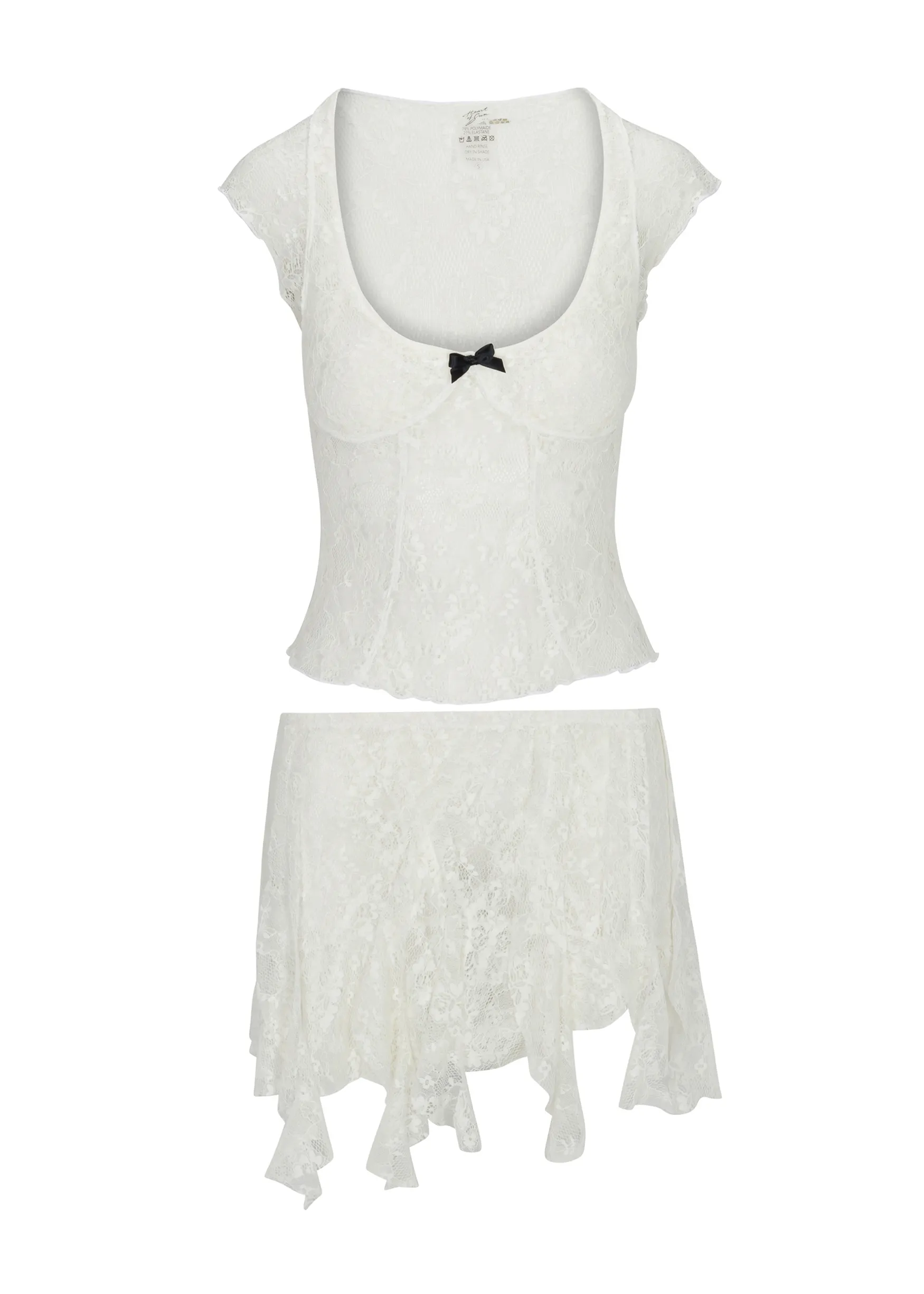Everyday Essential Comfort Layer Wear Ch??rie Asymmetrical Mini Skirt ?? Ivory Lace
