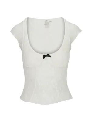 Ch??rie Babydoll Top ?? Ivory Lace ReflectiveTrimDetails Multi Pocket Functional Design