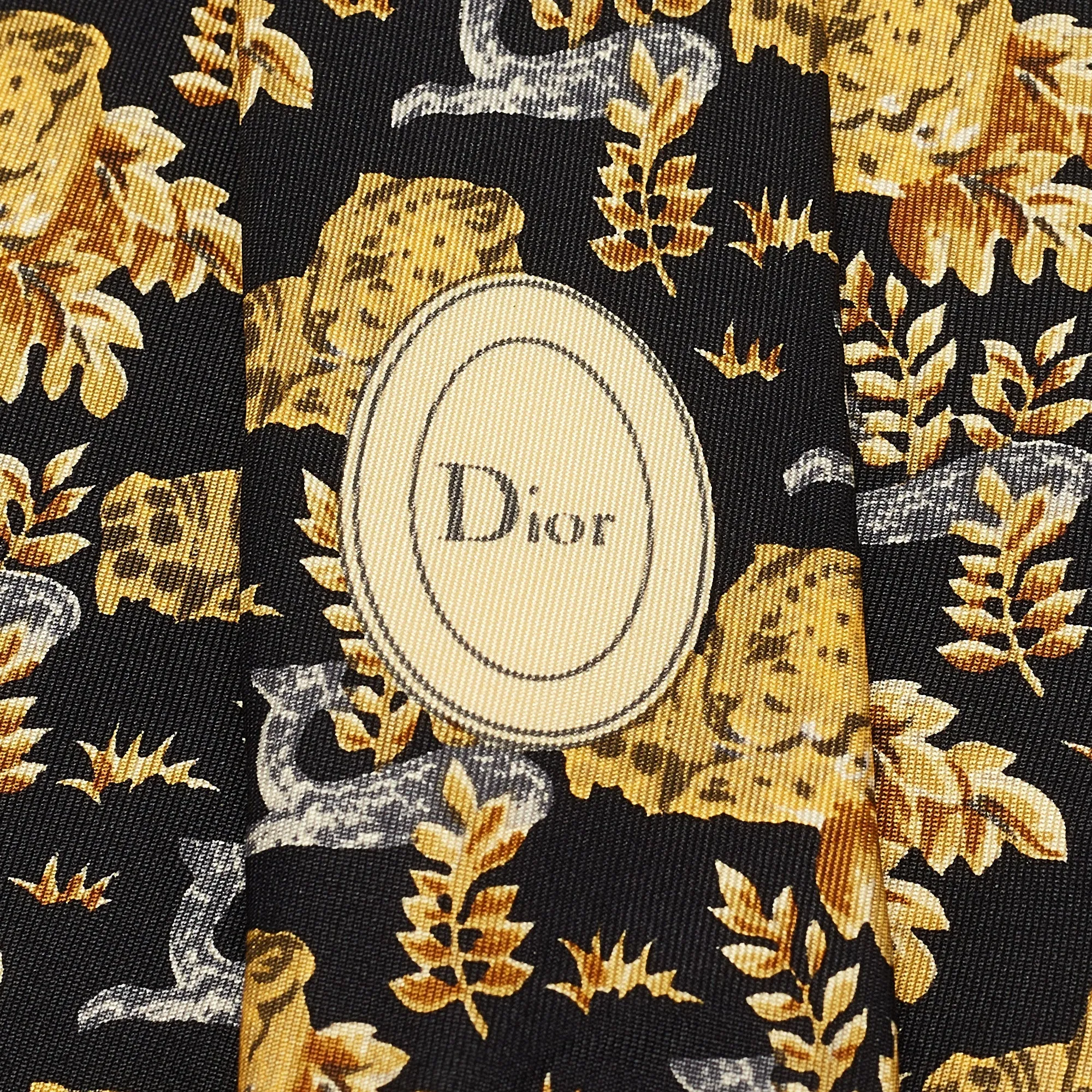 Christian Dior Monsieur Black/yellow Printed Silk Traditional Tie