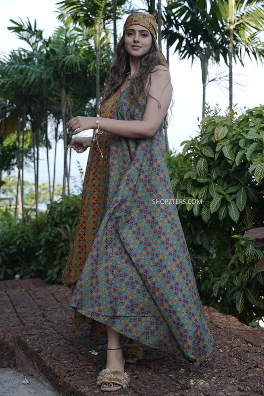 Chromatic Symphony Cotton Maxi Dress
