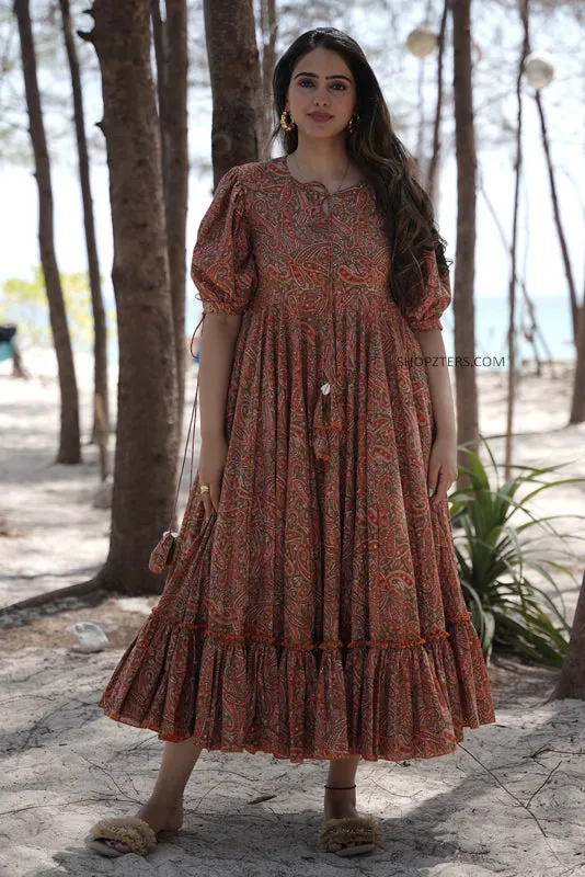 Cinnamon Twilight Cotton Midi Dress