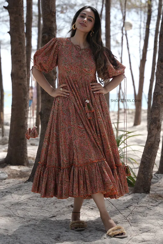 Cinnamon Twilight Cotton Midi Dress
