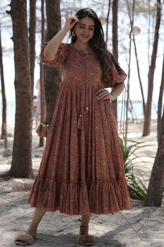 Cinnamon Twilight Cotton Midi Dress