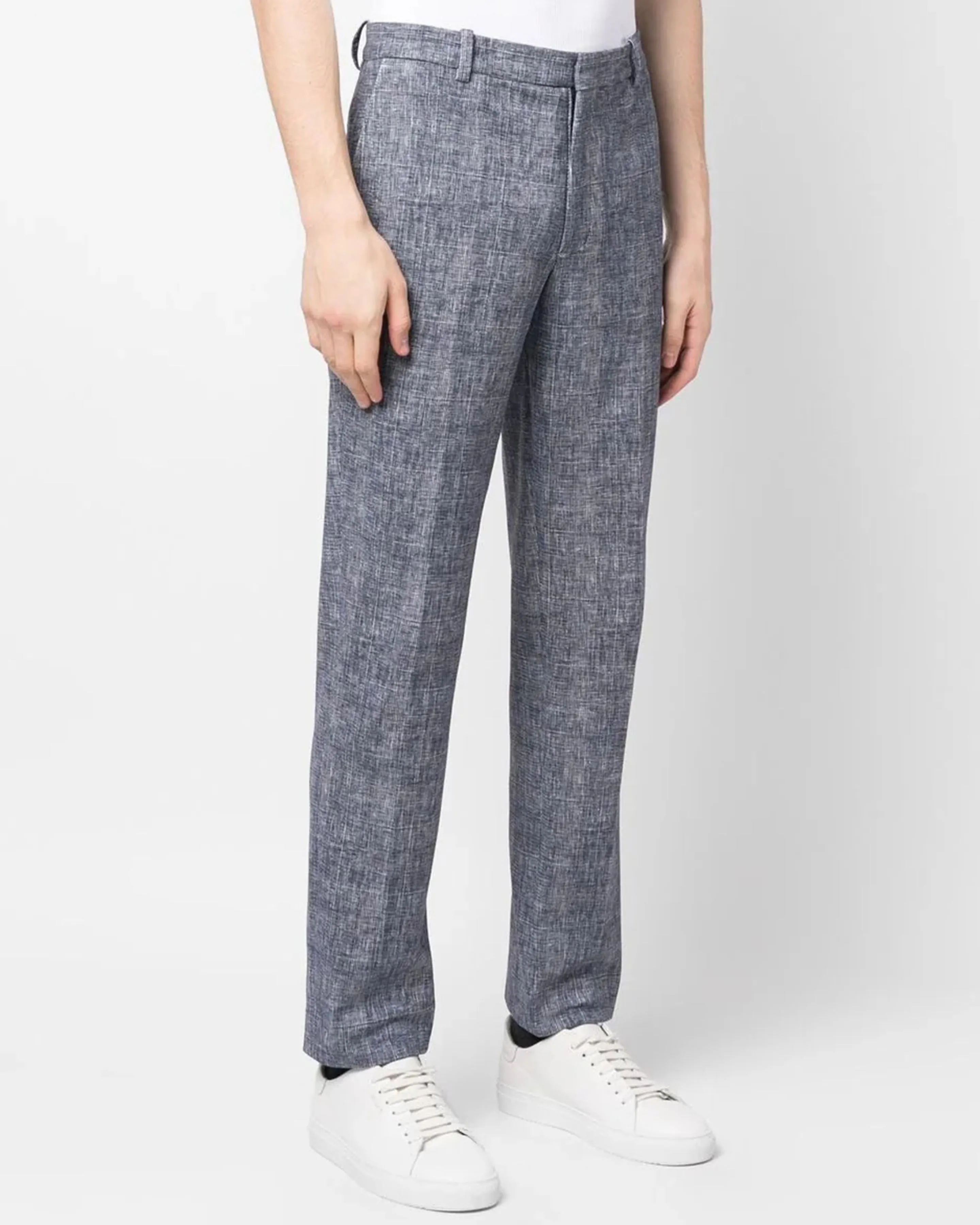 CIRCOLO 1901 - Blue Check Cotton Stretch Trousers CN3948