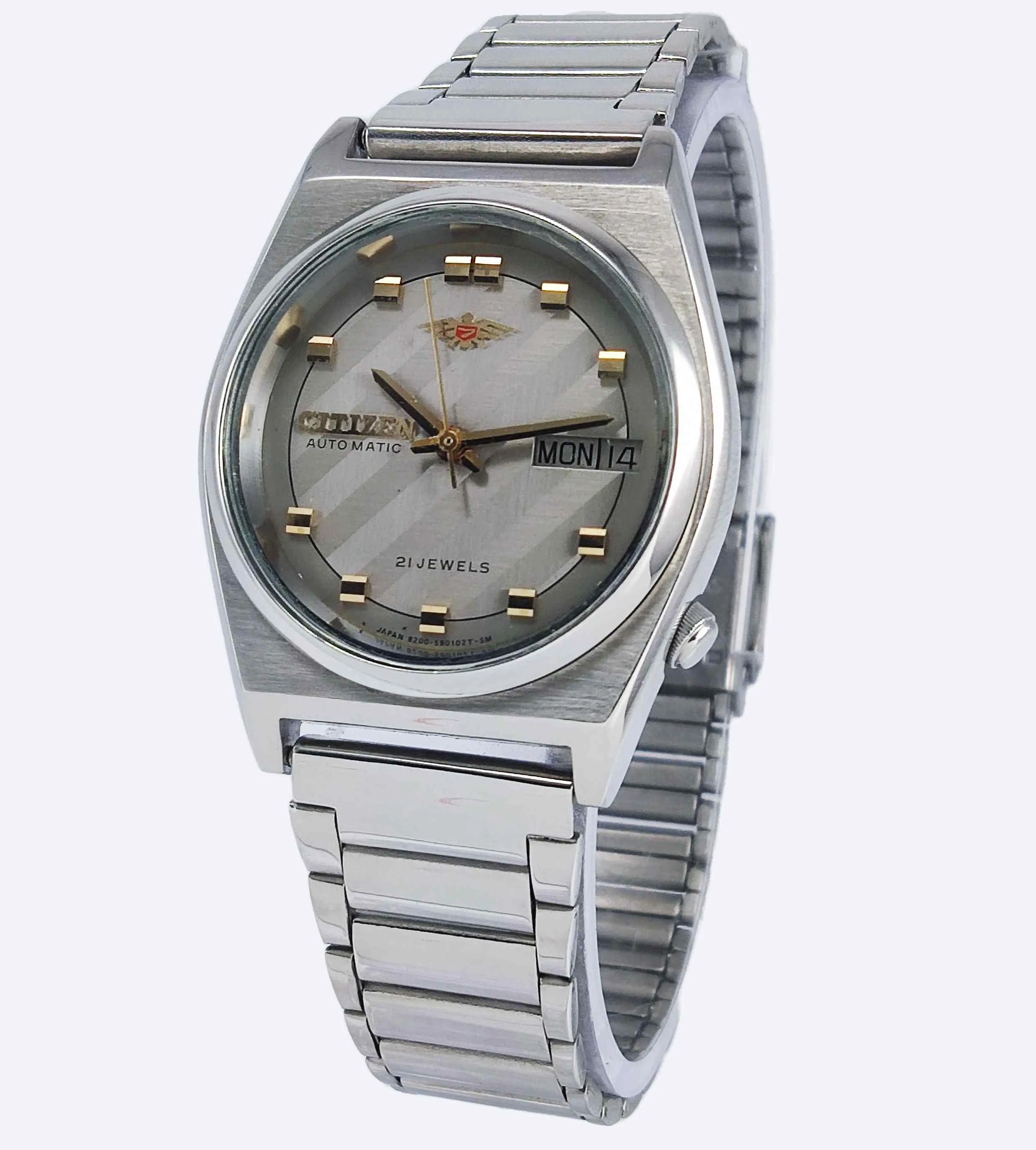 Citizen Automatic 8200A Gray Dial 21 Jewels Day Date Men's Mechanical Watch