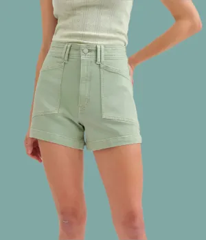 Gusseted Crotch Valley Girl High Rise Short - Pistachio