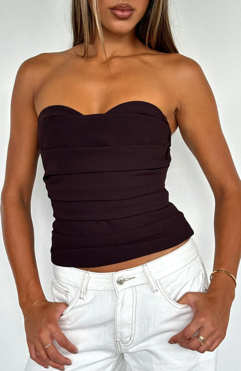 Fashionable Style Durable Hem Stitching City Streets Bustier Dark Chocolate