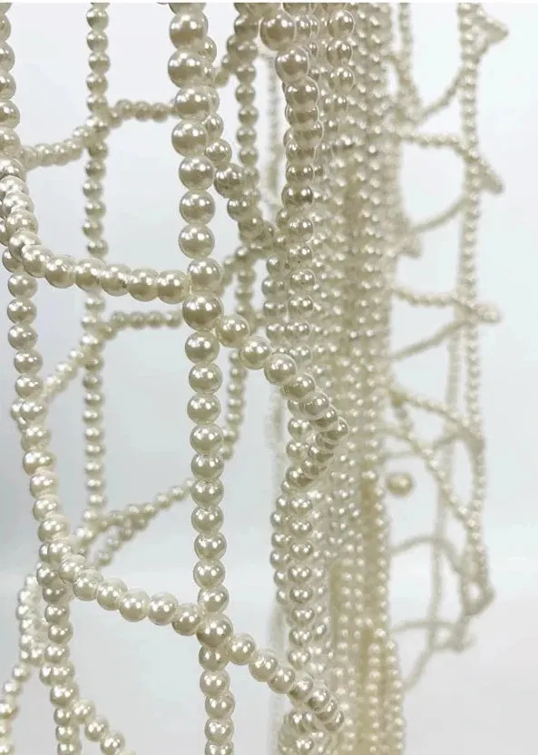 Clara Long Pearl Beads Net Wrap Belt Skirt