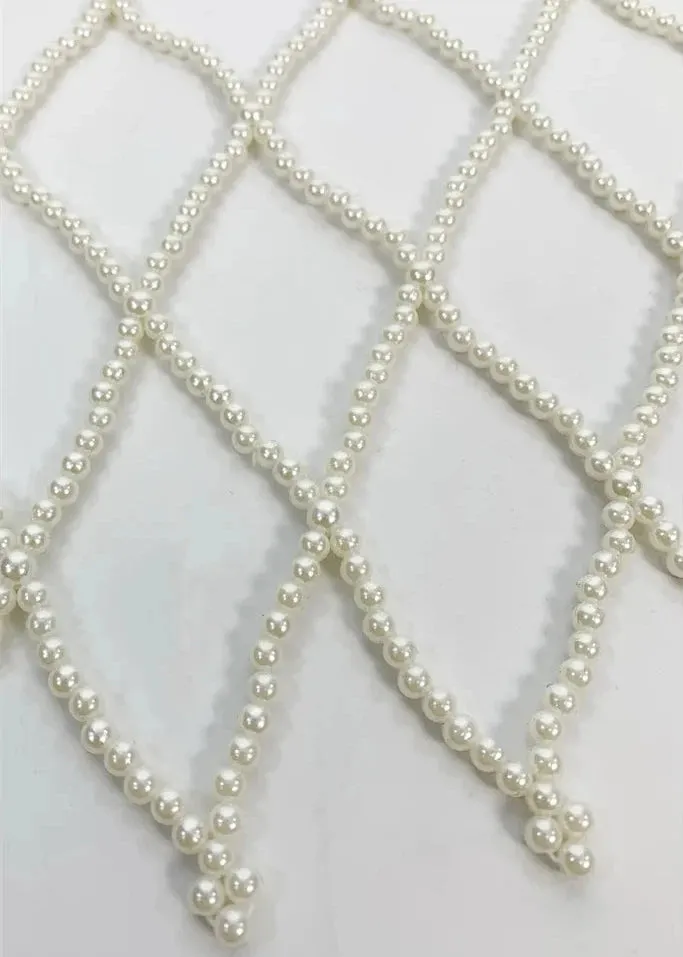 Clara Long Pearl Beads Net Wrap Belt Skirt