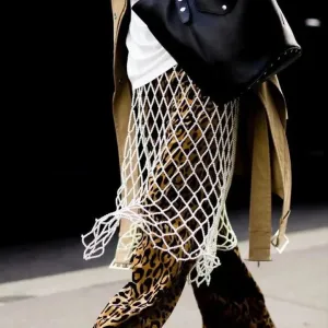 Clara Long Pearl Beads Net Wrap Belt Skirt