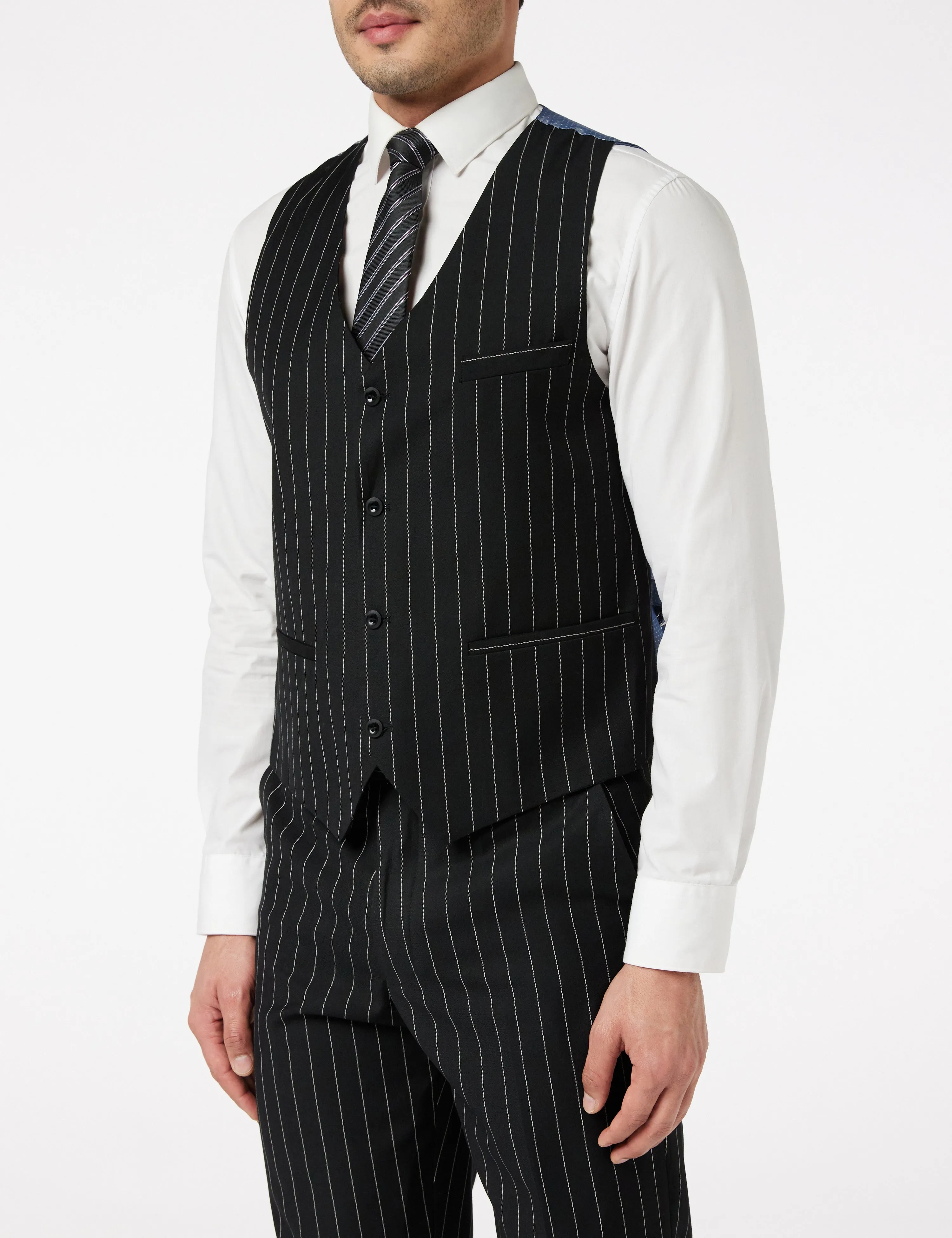 CLASSIC BLACK WHITE PINSTRIPE JACKET