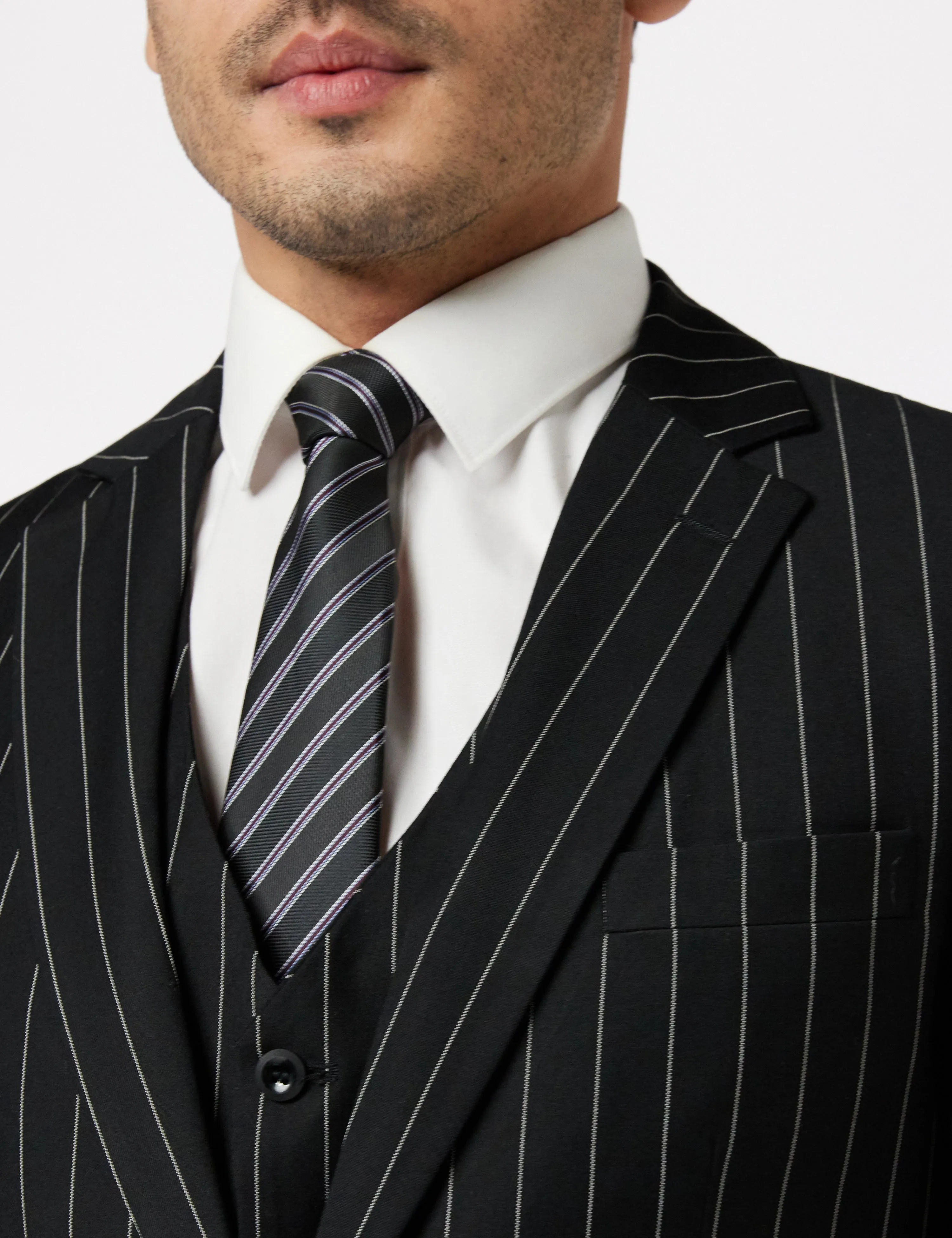 CLASSIC BLACK WHITE PINSTRIPE JACKET