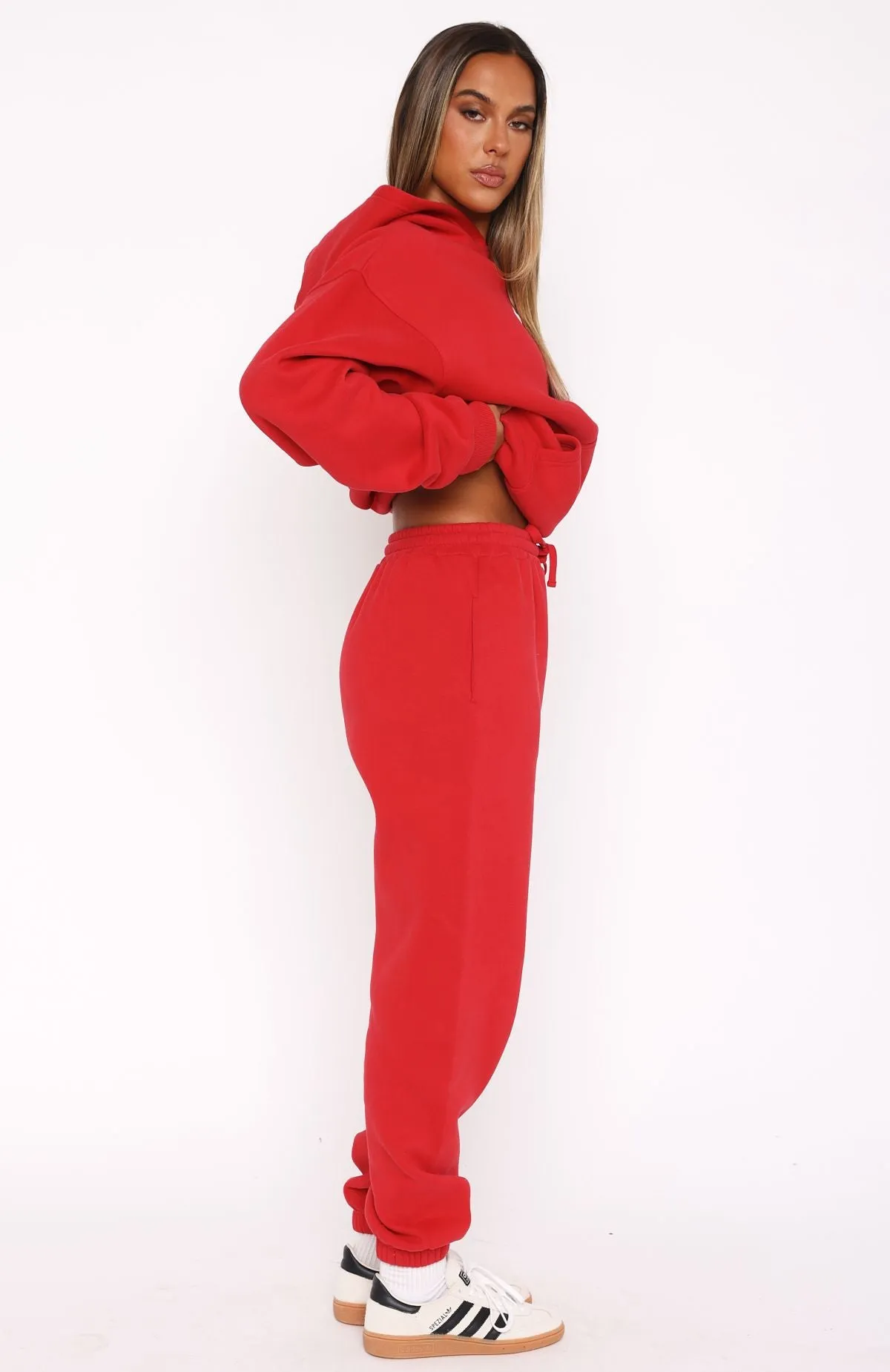 With Love In The Moment Sweatpants Red Quick Fit Polo Neckline