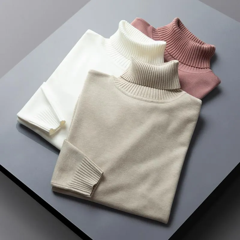 Classic Solid Style Turtleneck Knit Sweaters