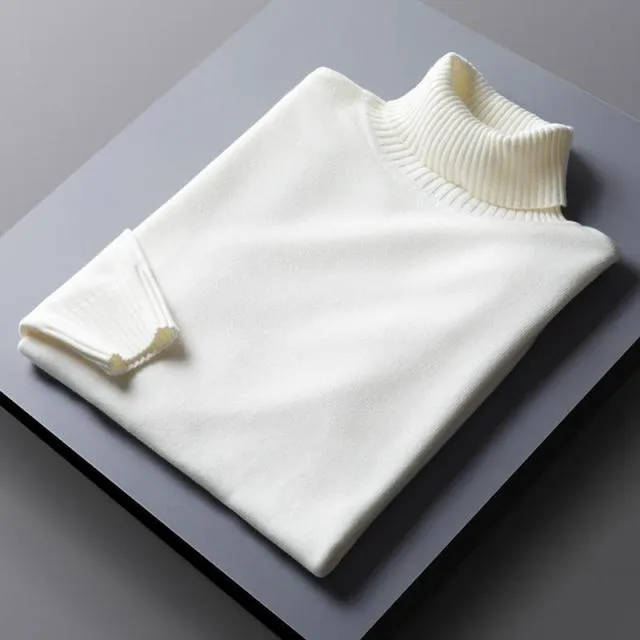 Classic Solid Style Turtleneck Knit Sweaters
