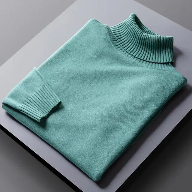 Classic Solid Style Turtleneck Knit Sweaters