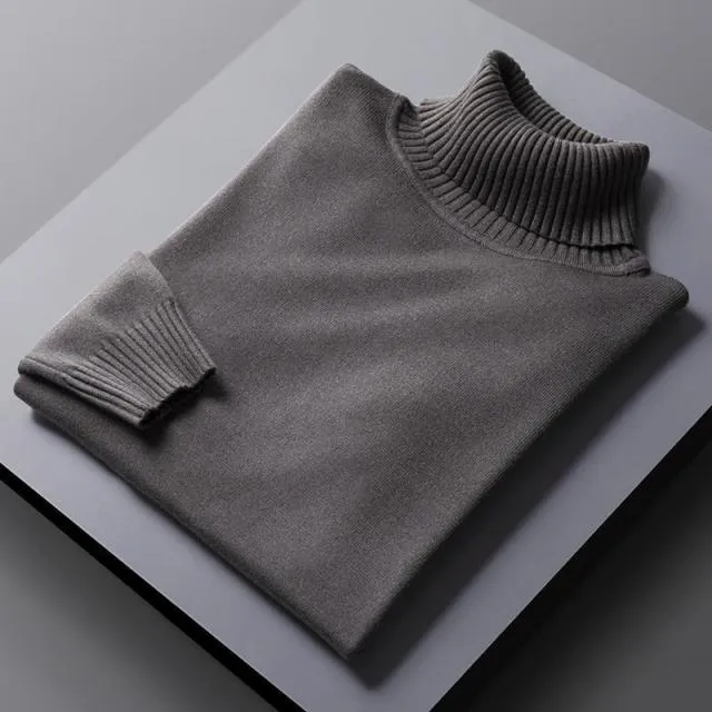 Classic Solid Style Turtleneck Knit Sweaters
