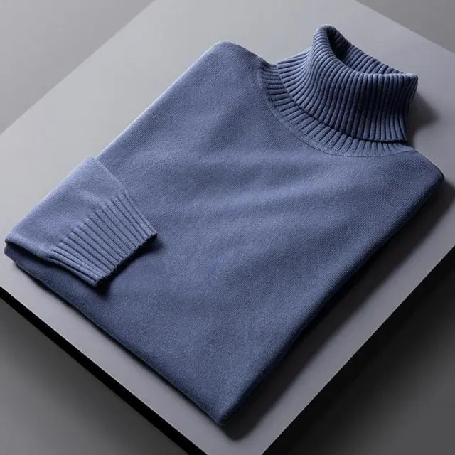 Classic Solid Style Turtleneck Knit Sweaters